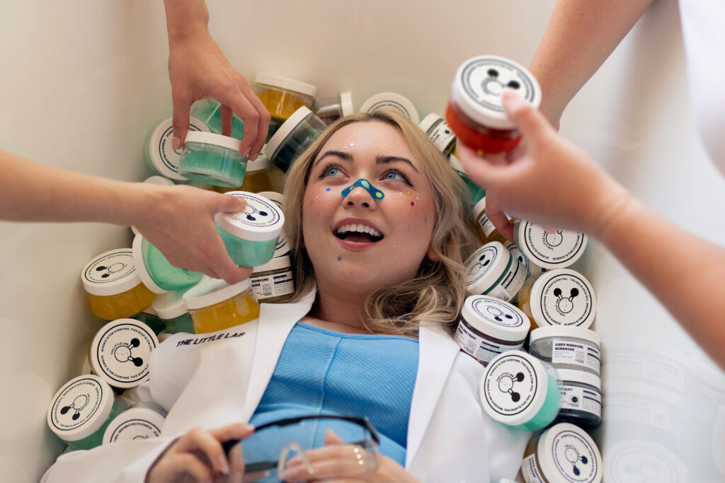 Liv from The Little Lab buried in soaps