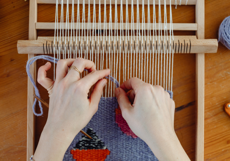 Frame loom weaving photo